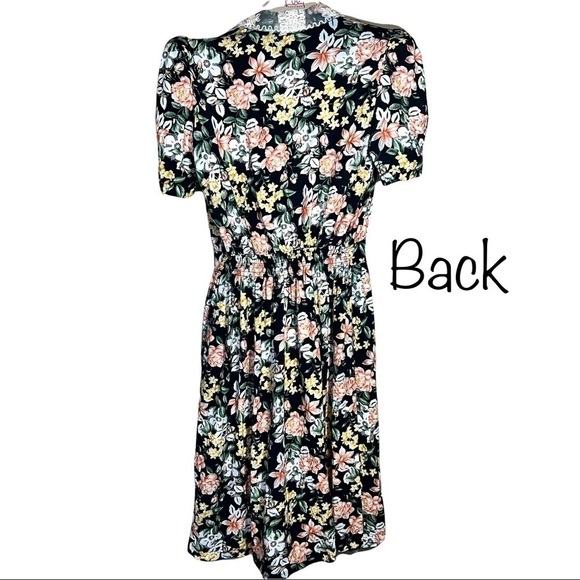 Karin Stevens Petites Vintage 80’s Floral Lace Embellished Midi Dress Size 12 - Picture 7 of 16